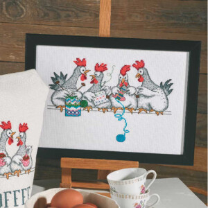 Permin counted cross stitch kit "Chicken talk", 29x20cm, DIY, 92-0436