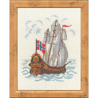 Набор для вышивания крестом Permin "Корабль Норвегия", счетная схема, 21х26см, 92-0903