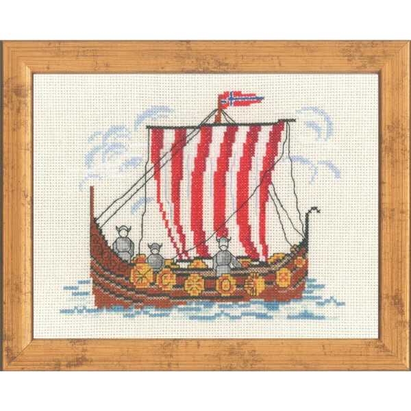 Permin counted cross stitch kit "Viking ship", 21x26cm, DIY, 92-0904