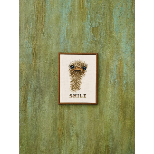 Permin counted cross stitch kit "Smiley Ostrich", 18x24cm, DIY, 92-2198