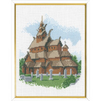 Permin counted cross stitch kit "Stave church", 17x22cm, DIY, 92-3659