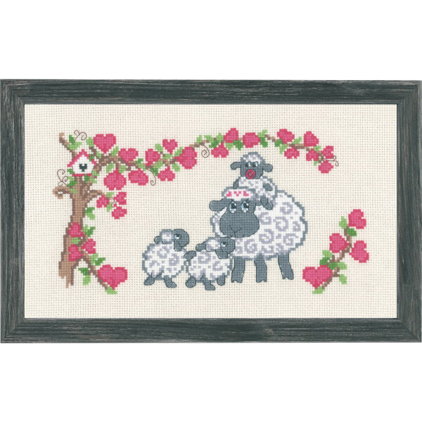 Permin counted cross stitch kit "Sheepfamily", 16x28cm, DIY, 92-5347