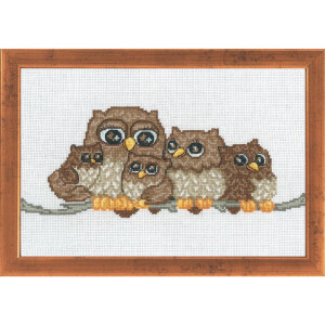 Permin counted cross stitch kit "Owl family",...