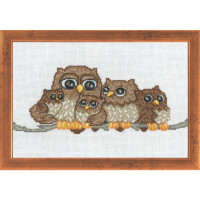 Permin counted cross stitch kit "Owl family", 29x19cm, DIY, 92-6324