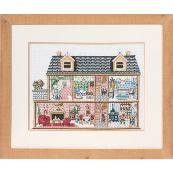Permin counted cross stitch kit "Antique Dollhouse", 39x32cm, DIY, 92-7435
