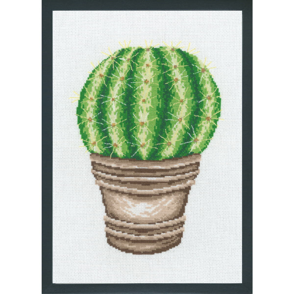 Permin counted cross stitch kit "Gold Cactus", 20x29cm, DIY, 92-7444