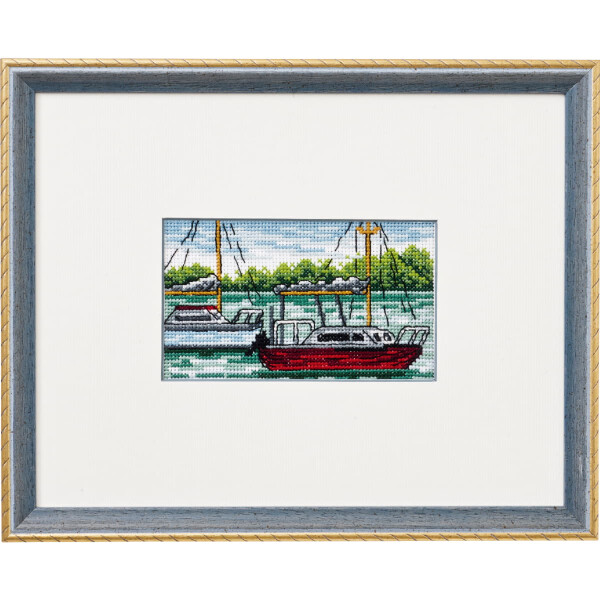 Permin counted cross stitch kit "Boats", 23x18cm, DIY, 92-8422