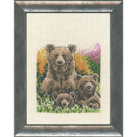 Permin counted cross stitch kit "Bear with kids", 16x21cm, DIY, 92-9131