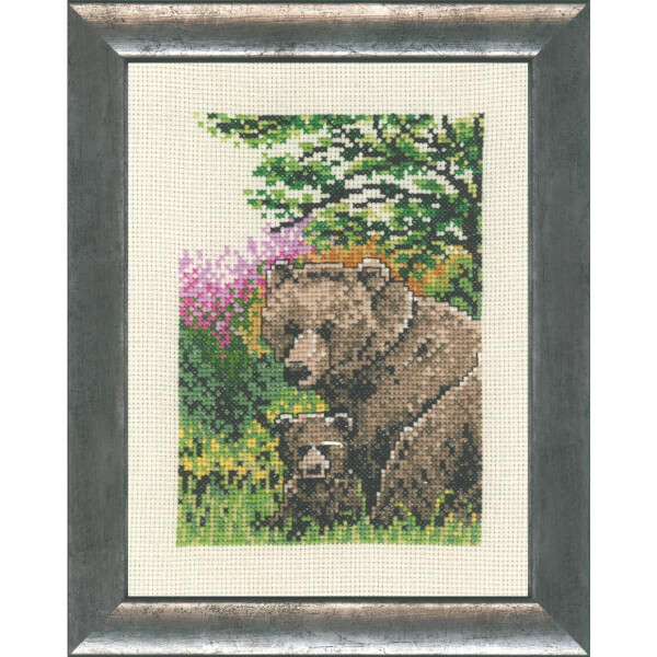 Набор для вышивания крестом Permin "Медведь с детьми", счетная схема, 16x21см, 92-9132