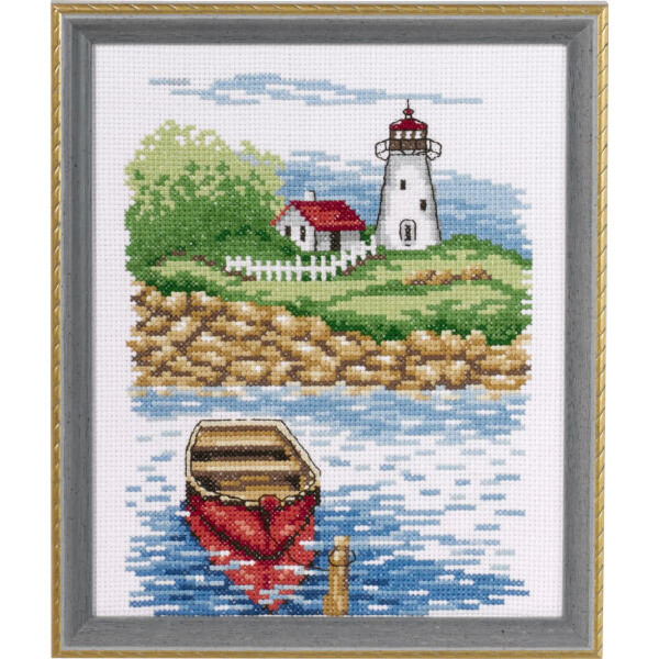 Permin counted cross stitch kit "Lighthouse & skiff", 17x21cm, DIY, 92-9418