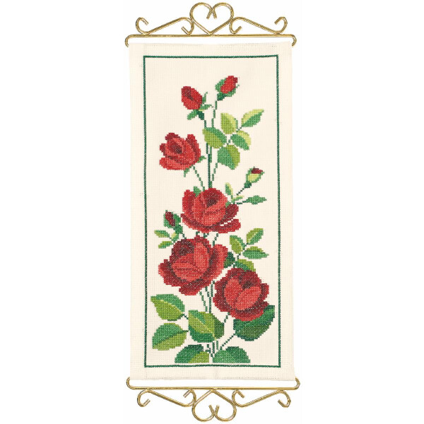 Permin Kit de point de croix "Roses", motif à compter, 20x40cm, 92-9569