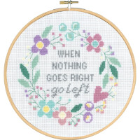 Permin counted cross stitch kit with hoop "When nothing goes right", 19x20cm, DIY, 92-2125