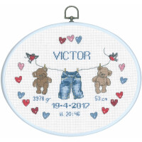 Permin counted cross stitch kit with hoop "Victor", 20x26cm, DIY, 92-5762