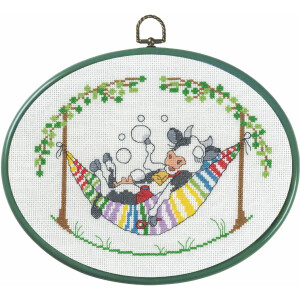 Permin counted cross stitch kit with hoop "Cow in...
