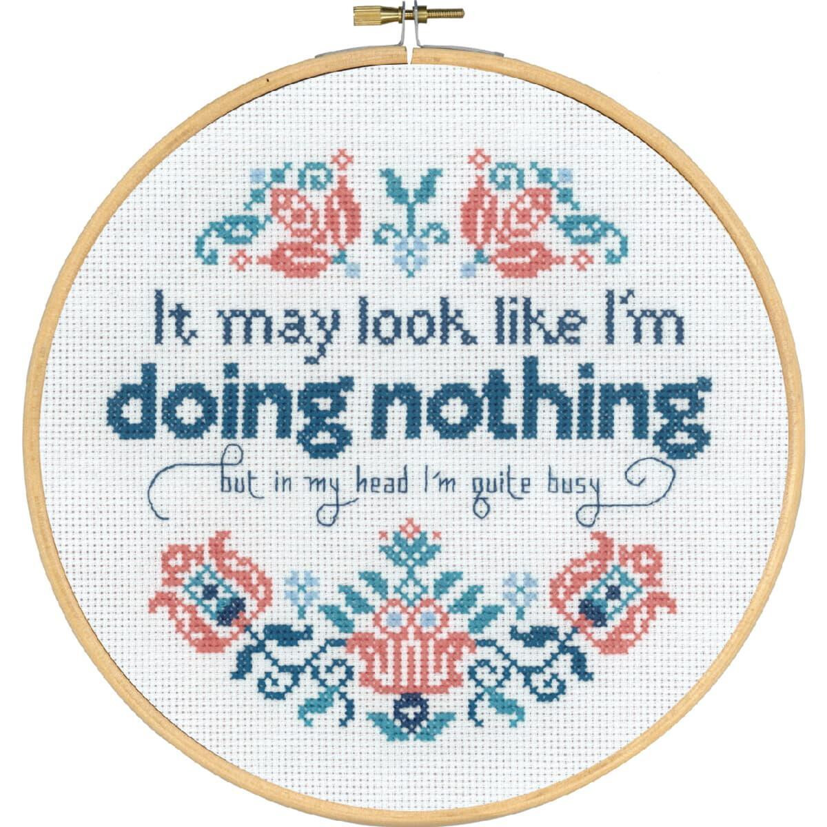 Permin counted cross stitch kit with hoop "Doing...