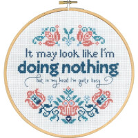 Permin counted cross stitch kit with hoop "Doing Nothing", Diam. 20cm, DIY, 92-9715