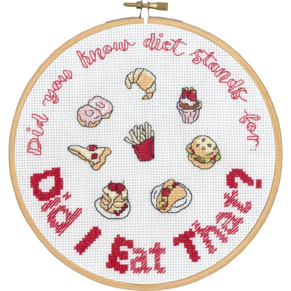 Permin counted cross stitch kit with hoop "Diet", Diam. 20cm, DIY, 92-9716