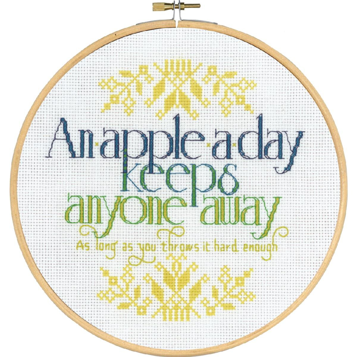 Permin counted cross stitch kit with hoop "An Apple...
