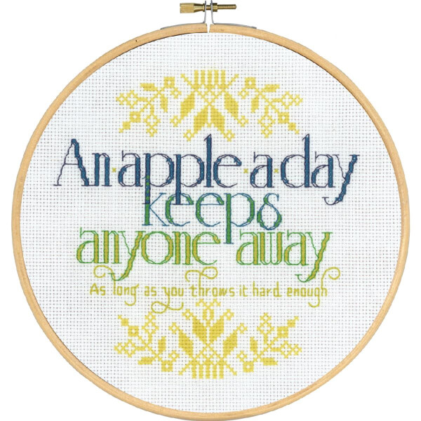 Permin counted cross stitch kit with hoop "An Apple a day", Diam. 20cm, DIY, 92-9718
