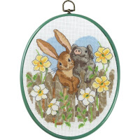 Permin counted cross stitch kit with hoop "New friends", 20x26cm, DIY, 92-9855