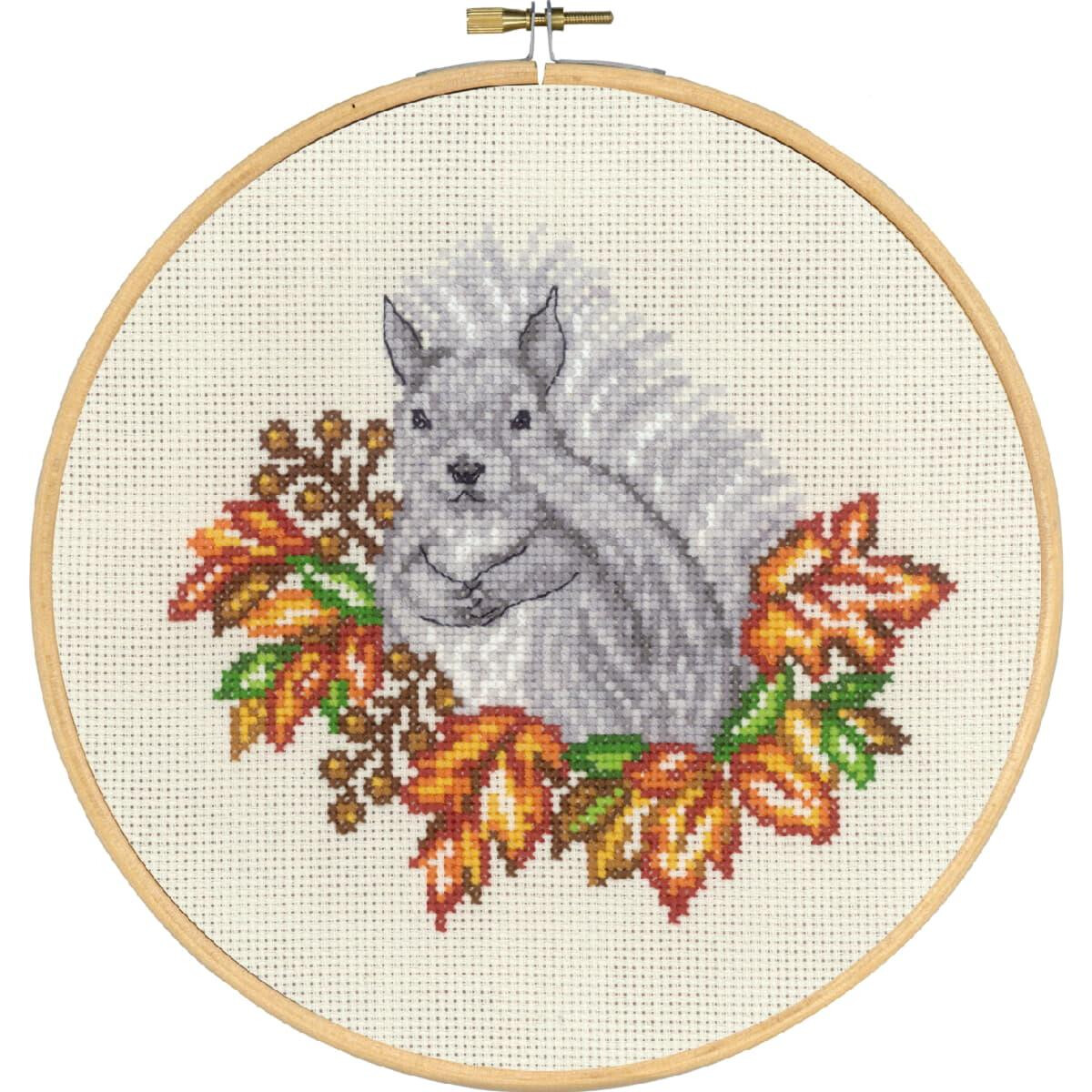 Permin counted cross stitch kit with hoop "Squirrel...