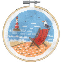 Permin counted cross stitch kit with hoop "Seagulls", Diam. 10 cm, DIY, 13-1425