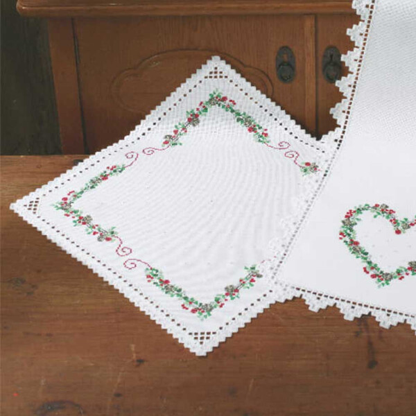 Permin counted Hardanger tablecloth stitch kit "Hardanger berries", 49x49cm, DIY, 27-1606