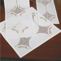 Permin counted Hardanger tablecloth stitch kit "Hardanger with flowers", 65x65cm, DIY, 27-8843