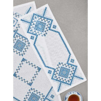 Permin counted Hardanger table runner stitch kit "Hardanger blue", 27x69cm, DIY, 63-1851