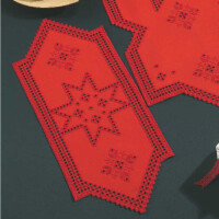Permin Hardanger Chemin de table set "Hardanger avec étoile rouge", motif à compter, 27x65cm, 63-4629