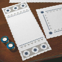 Permin counted Hardanger table runner stitch kit "Hardanger with blue", 29x71cm, DIY, 63-4861
