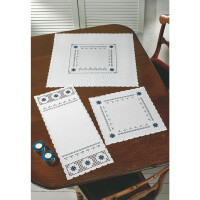 Permin counted Hardanger table runner stitch kit "Hardanger with blue", 29x71cm, DIY, 63-4861