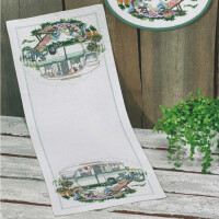 Permin counted Hardanger table runner stitch kit "Campinglife", 24x62cm, DIY, 63-6736