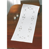 Набор для вышивания Permin Хардангер раннер (Мулетон, наперон) "Хардангер White", счетная схема, 39x102 см, 75-8788