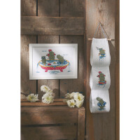 Permin counted cross stitch kit "Toilet paper holder Hippo", 12x63cm, DIY, 41-1189