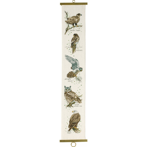 Permin Kit de point de croix "Oiseaux de proie", motif à compter, 16x90cm, 35-8130