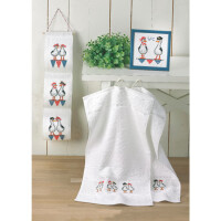 Set di asciugamani Permin a punto croce "Gabbiani pazzi", schema per il conteggio, 2 pezzi, 30x50cm, 28-6577