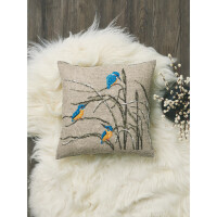 Permin cushion counted cross stitch kit "Kingfishers", 40x40cm, DIY, 83-1316