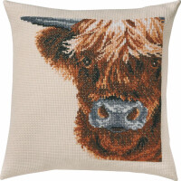 Permin cushion counted cross stitch kit "Scottish highl. cow ", 40x40cm, DIY, 83-6102
