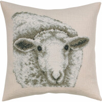 Permin coussin à broder set point de croix "mouton blanc", motif à compter, 40x40cm, 83-6104