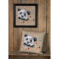 Set di cuscini da ricamo Permin a punto croce "Panda", schema di conteggio, 60x60cm, 83-9404