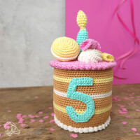 Set amigurumi alluncinetto "Torta di compleanno" con filato di cotone e materiale di riempimento, 18x10cm, hc-40ck069