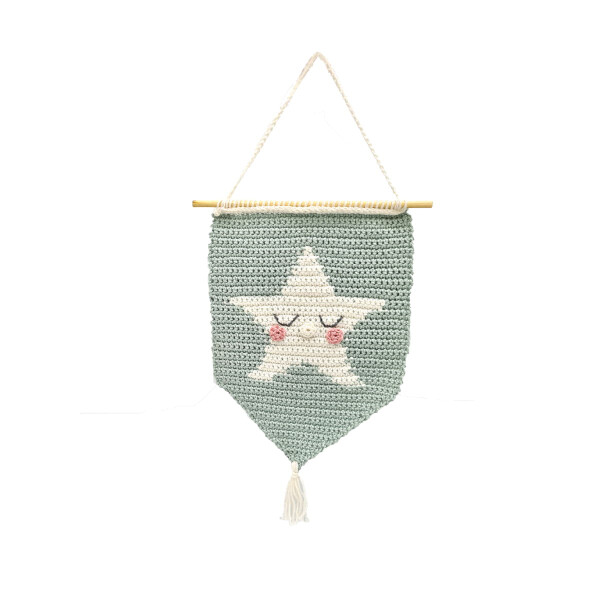 Set de ganchillo Amigurumi "Wall Hanger Star" con hilo de algodón y material de relleno, 16x26cm, hc-40mb088