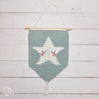 Kit de crochet Amigurumi "Pendentif mural étoile" avec fil de coton et mètre de remplissage, 16x26cm, hc-40mb088