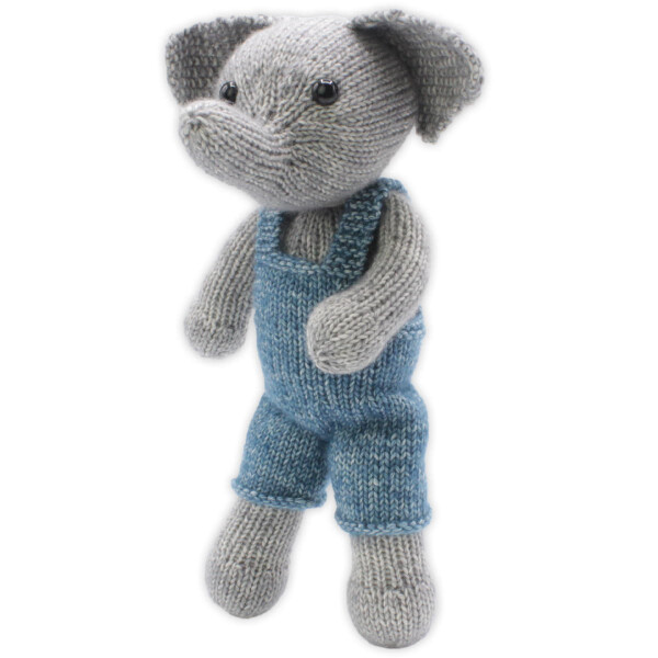 Kit à tricot Amigurumi "Freek Elefant" fil de coton avec mètre de remplissage, 27cm, hc-41ck12