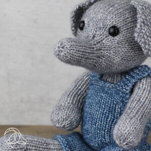 Kit à tricot Amigurumi "Freek Elefant" fil de coton avec mètre de remplissage, 27cm, hc-41ck12