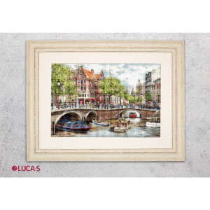 Luca-S Set per punto croce "Gold Collection Amsterdam", schema di conteggio, 47,5x32 cm