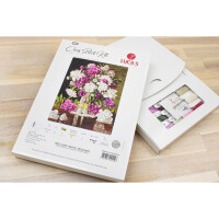 Luca-S counted cross stitch kit "Red and white Peonies", 34x42cm, DIY