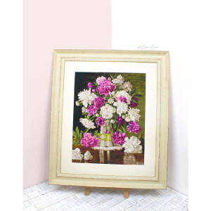 Luca-S counted Tappiserie kit "Red and white Peonies", 24x30cm, DIY