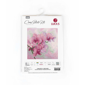 Luca-S counted cross stitch kit "Graceful Orchids", 25x25cm, DIY